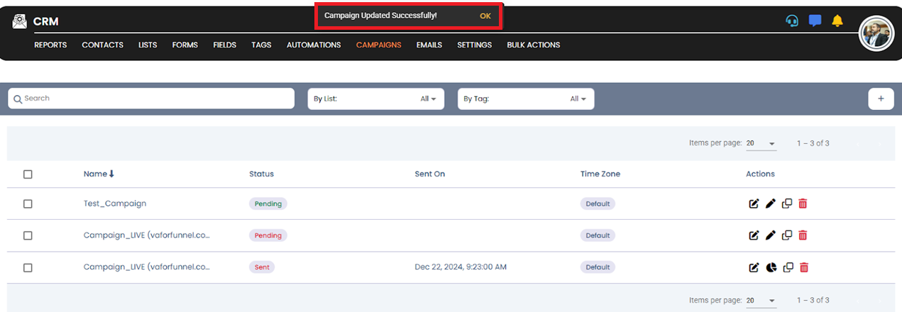 Confirmation screenshot