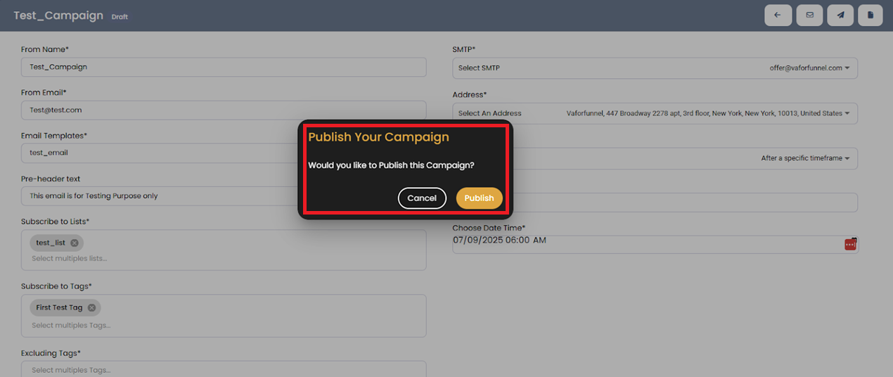 Confirm publish dialog screenshot