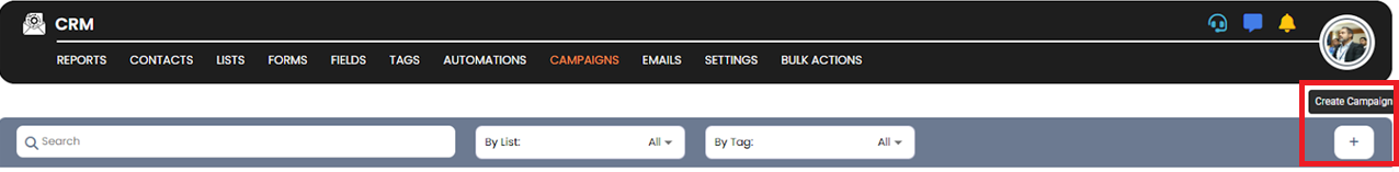 Create campaign button screenshot