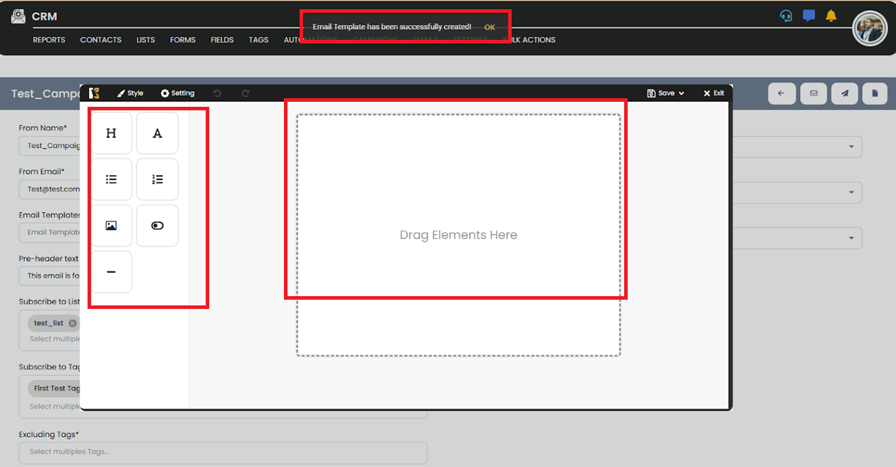 Create or select email screenshot