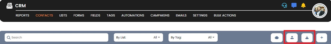 Contacts section screenshot