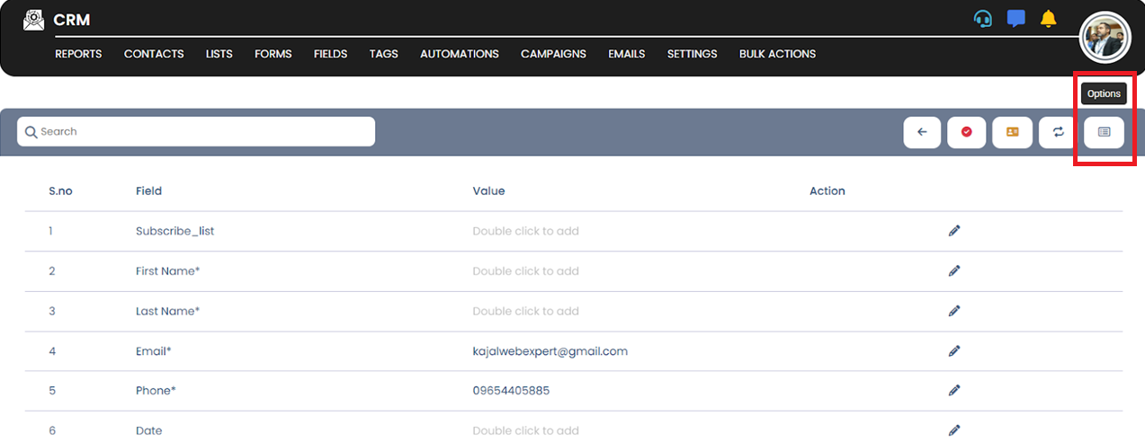 Modify tags and lists screenshot
