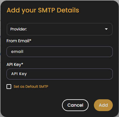 SMTP input fields