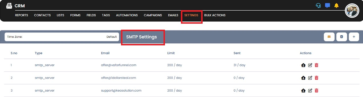 Click Settings button