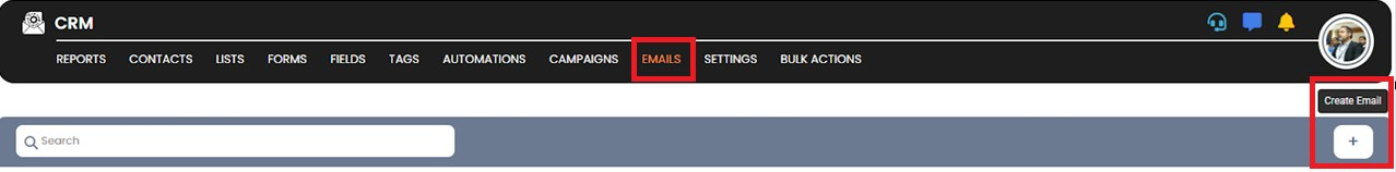 Create email button screenshot