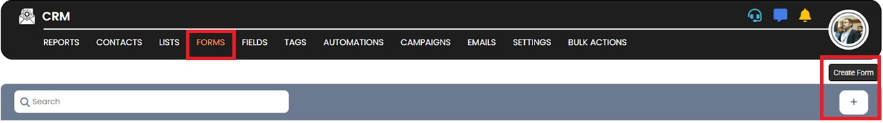 Create form button screenshot