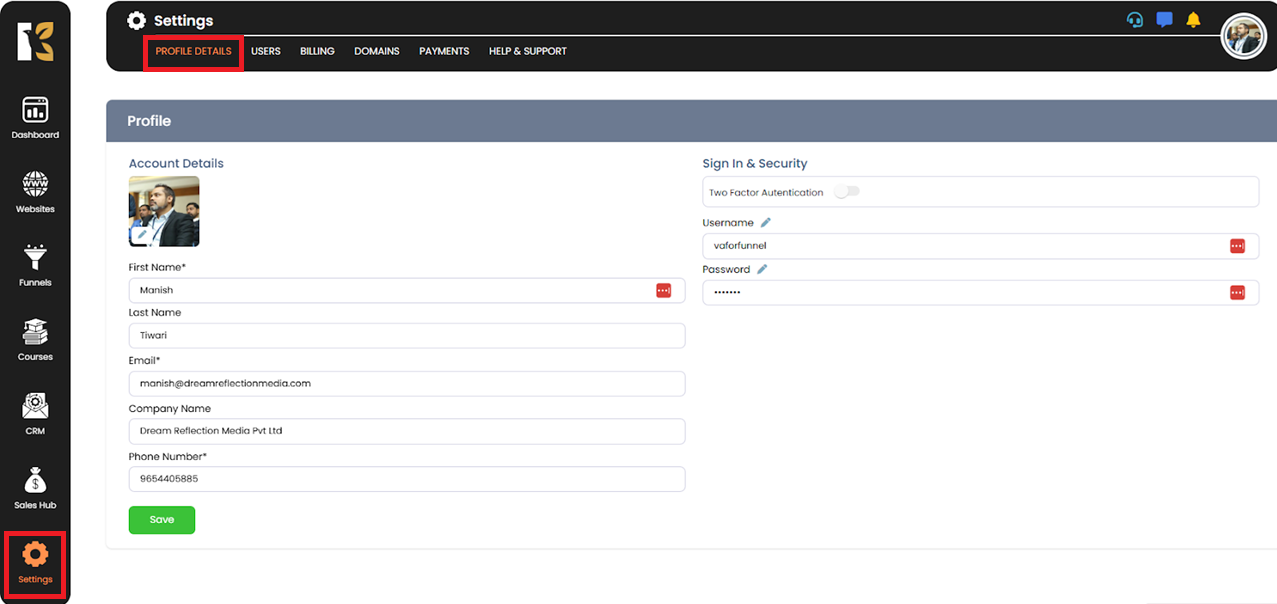 Profile Setting