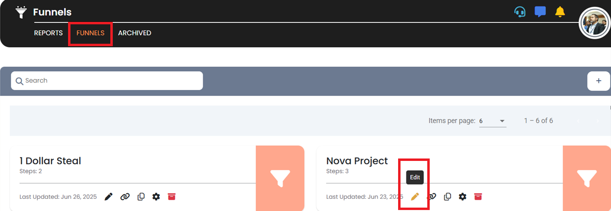 Open Funnel for Editing