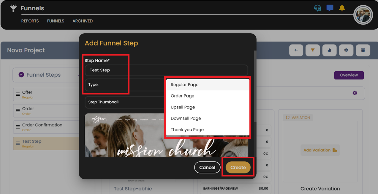 Fill Funnel Step