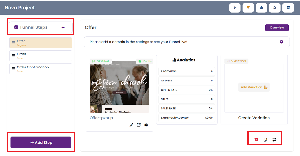 Manage Funnel Steps