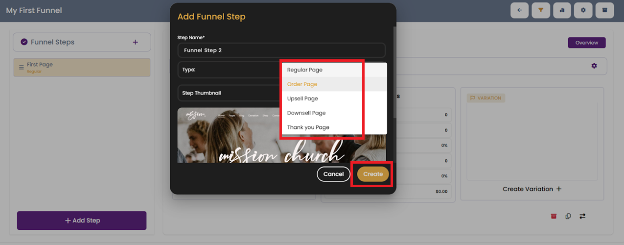 Fill Add Funnel Step