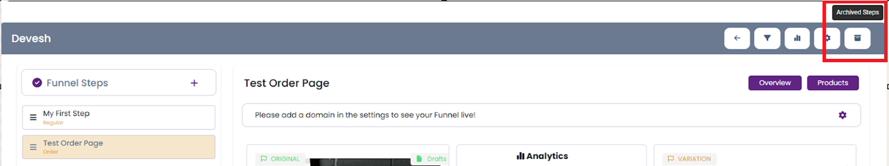 Archiving Funnel Step